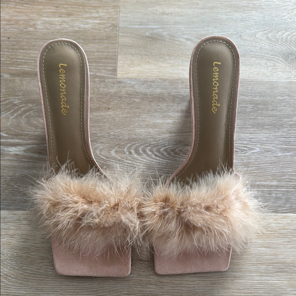 Women's Nude/Pink Fluffy Heels